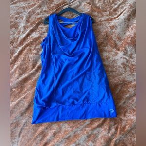 MPG Double Layer Tank Top lavender blue Medium Mesh Cowl Neck Activewear [A-37]